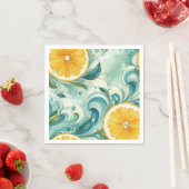 柑橘類オレンジフレッシュレモン&イエローグリーンサマー スタンダードカクテルナプキン (インサイチュ)