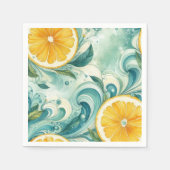 柑橘類オレンジフレッシュレモン&イエローグリーンサマー スタンダードカクテルナプキン (正面)