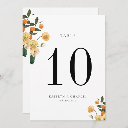 柑橘類オレンジフローラテーブル番号カード プログラム (正面/裏面)