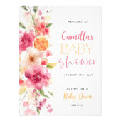 柑橘類オレンジフローラベビーシャワーウェルカムサイン フォトプリント            (正面)