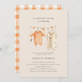 柑橘類オレンジフローラリトルかわいこちゃんベビーシャワー 招待状 (正面/裏面)