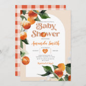 柑橘類オレンジベビーシャワーサマートロピカルフローラ 招待状 (正面/裏面)