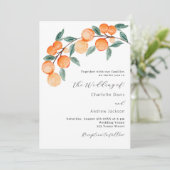 柑橘類オレンジモダン水色QR RSVP結婚's 招待状 (スタンド正面)