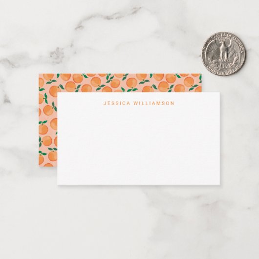 柑橘類オレンジ名前をカスタムするギフトエンクロージャー ノートカード (正面/裏面インサイチュ)