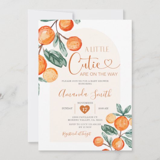 柑橘類オレンジ少しかわいこちゃんが途中だ 招待状 (正面)