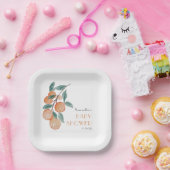 柑橘類オレンジ緑の赤男女兼用ちゃんシャワー ペーパープレート (パーティー)