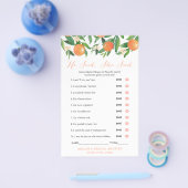 柑橘類オレンジ色のカップルのシャワー彼は彼女はゲームを言った チラシ (シングル)