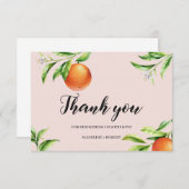 柑橘類オレンジ色の夏のベビーシャワーサンキューカード サンキューカード (正面/裏面)