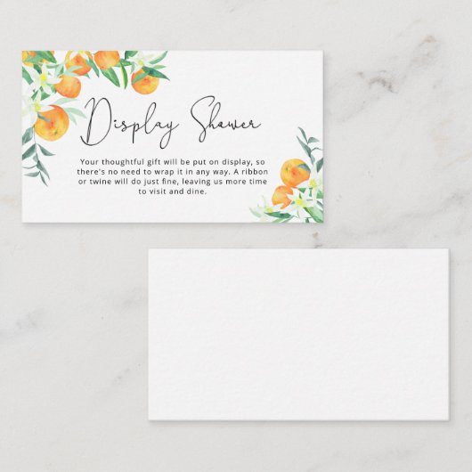 柑橘類オレンジ – ディスプレイシャワー エンクロージャーカード (正面/裏面)