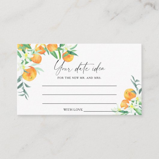 柑橘類オレンジ – 日付ナイトアイディア\日付jar エンクロージャーカード (正面)