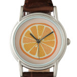 柑橘類オレンジ 腕時計<br><div class="desc">Zingyと美味しいおもしろいオレンジの柑橘類の果実赤面ピンクの背景。オリジナルアートby Nic Squirrell.</div>