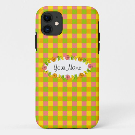 柑橘類オーバルチェック名iPhoneケース Case-Mate iPhoneケース (裏面)