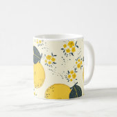 柑橘類カラフル、レモンの花の柄。 コーヒーマグカップ (正面右)