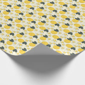 柑橘類カラフル、レモンの花の柄。 ラッピングペーパー (角)