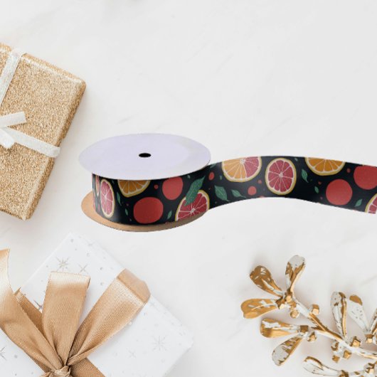 柑橘類クールレッドグレープフルーツオレンジ色のパターン サテンリボン