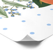 柑橘類グリーンリーブルーベビーシャワーウェルカムサイン ポスター (角)