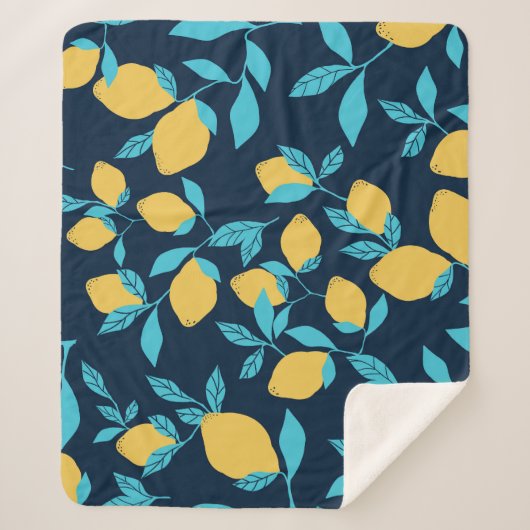柑橘類シンプル：レモンを青に。 シェルパブランケット (正面)