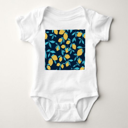柑橘類シンプル：レモンを青に。 ベビーボディスーツ (正面)