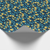 柑橘類シンプル：レモンを青に。 ラッピングペーパー (角)