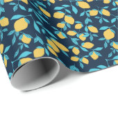 柑橘類シンプル：レモンを青に。 ラッピングペーパー (ロールコーナー)