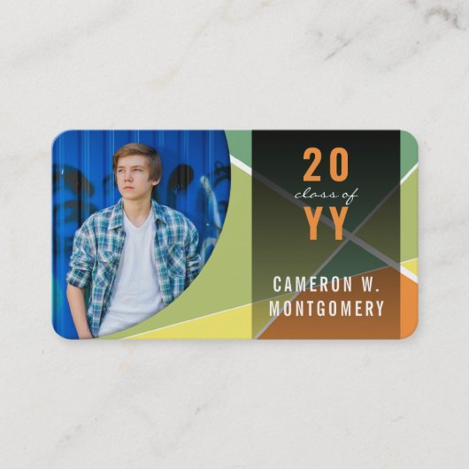 柑橘類スタイリッシュ幾何学線モダン写真研究科 コーリングカード (正面)