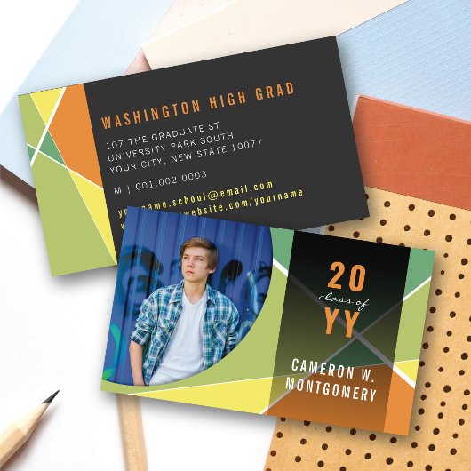 柑橘類スタイリッシュ幾何学線モダン写真研究科 コーリングカード