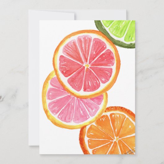 柑橘類スライス水色 招待状 (正面)