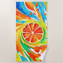 柑橘類スワーリングスプラッシュデザイン ビーチタオル