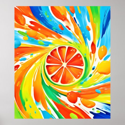 柑橘類スワーリングスプラッシュデザイン ポスター (正面)