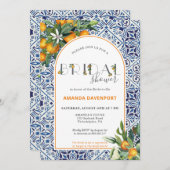 柑橘類タイルブライダルシャワーとオレンジ 招待状 (正面/裏面)