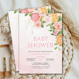 柑橘類テーマフルーツフローラベビーシャワー 招待状