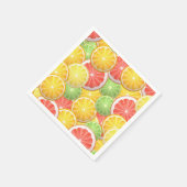 柑橘類パターン – グレープフルーツ，レモン，ライム，オレンジ スタンダードカクテルナプキン (角)