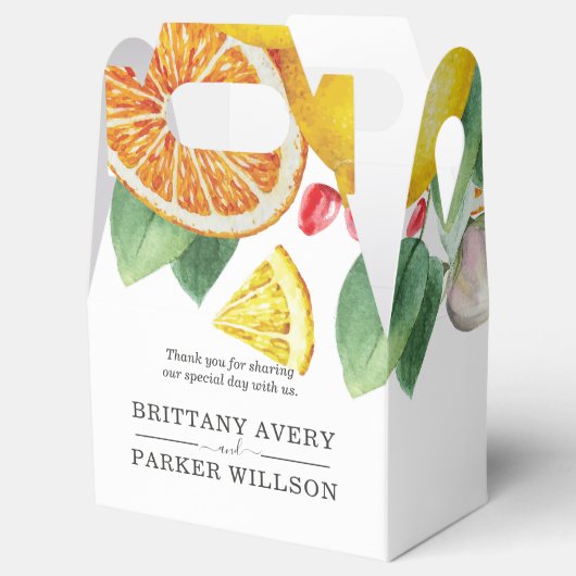 柑橘類パーソナライズされた結婚式の引き出物 フェイバーボックス (オープン)