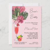 柑橘類パープルブランチとバブリー赤ちゃんシャワーの写真 招待状 (正面)