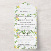 柑橘類フルーツエキゾチックなガーデンイエローレ結婚モンズA オールインワン招待状 (内側)