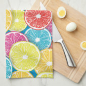 柑橘類フルーツスライスポップ・アートのアート キッチンタオル (四つ折り)