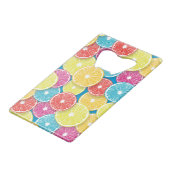 柑橘類フルーツスライスポップ・アートのアート クレジットカード栓抜き (裏面アングル)