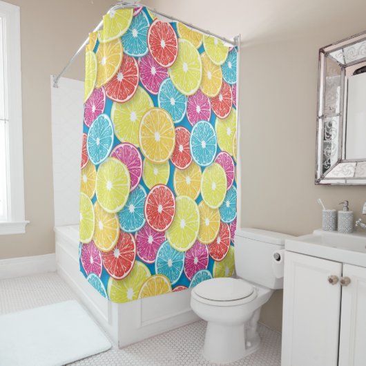 柑橘類フルーツスライスポップ・アートのアート シャワーカーテン (インサイチュ)