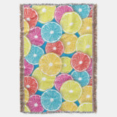 柑橘類フルーツスライスポップ・アートのアート スローブランケット (正面縦)