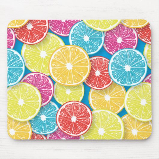 柑橘類フルーツスライスポップ・アートのアート マウスパッド (正面)