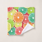 柑橘類フルーツスライスポップ・アートの第2条 バスタオルセット (ウォッシュタオル)