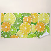 柑橘類フルーツスライスポップ・アートの第3条 ビーチタオル (正面)