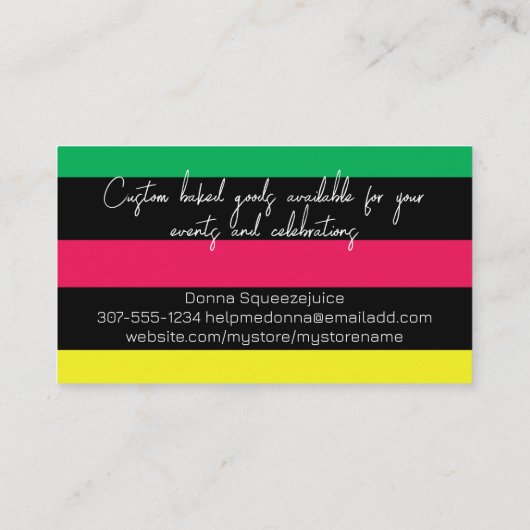 柑橘類フルーツベーキングベーカリー料理 名刺 (裏面)