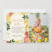 柑橘類フルーツ1stバースデーフォト サンキューカード (正面)