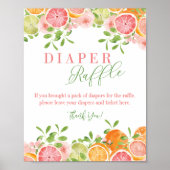 柑橘類フルーツ&フラワーおむつラッフルテーブルサイン ポスター (正面)