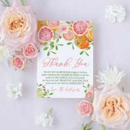 柑橘類フルーツ&フラワーベビーシャワー サンキューカード