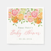 柑橘類フルーツ&フラワーベビーシャワー スタンダードカクテルナプキン (正面)