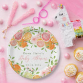 柑橘類フルーツ&フラワーベビーシャワー ペーパープレート (パーティー)