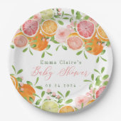 柑橘類フルーツ&フラワーベビーシャワー ペーパープレート (正面)