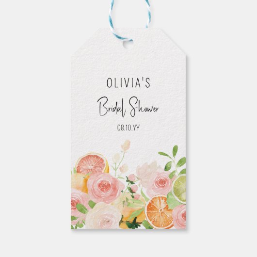 柑橘類フローラブライダルシャワーシャワーウィーズ ギフトタグ (裏面)